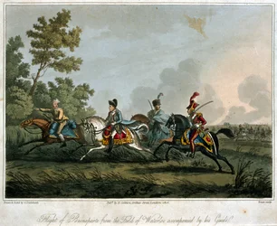De vlucht van Bonaparte van het slagveld van Waterloo in 1815
