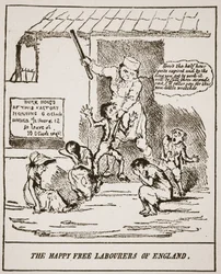 De Gelukkige Vrije Arbeiders van Engeland, uit een prent gepubliceerd in 1833, illustratie uit De Kerk van Engeland: Een Geschiedenis voor het Volk door H.D.M. Spence-Jones