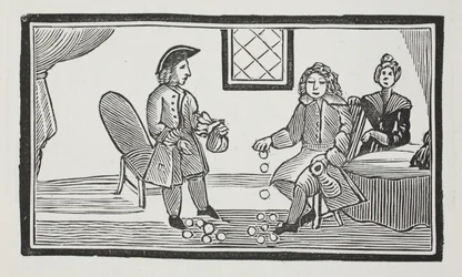 De geschiedenis van de blinde bedelaar van Bethnal Green, illustratie uit Chap-books van de achttiende eeuw door John Ashton, uitgegeven 1882