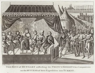 De Koning van Hongarije spreekt de Franse Ridders toe over het Succes van hun Expeditie naar Turkije