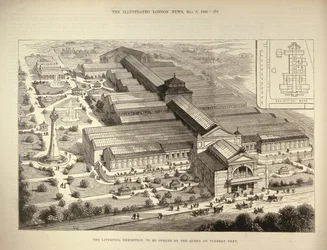 De Liverpool Tentoonstelling, te Openen door de Koningin, uit The Illustrated London News, 5 augustus 1886