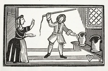 De Gekke Streken van Tom Tram, illustratie uit Chap-books van de Achttiende Eeuw door John Ashton, uitgegeven 1882