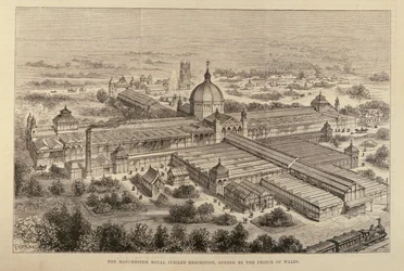De Manchester Royal Jubilee Tentoonstelling, Geopend door de Prins van Wales, uit The Illustrated London News, 7 mei 1887
