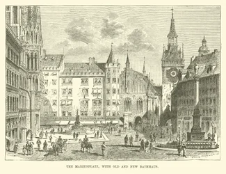 De Marienplatz, met oud en nieuw stadhuis