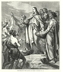 Het wonder van de broden en vissen, Matteüs XV, 36