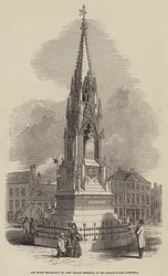 Het Notts-getuigenis aan Lord George Bentinck, op de markt in Mansfield (gravure)