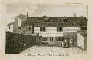The Old Pied Bull (achterkant), huis van Sir Walter Raleigh