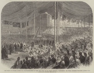 De Prins van Wales legt de Eerste Steen van de Nieuwe Vleugel van St Mary