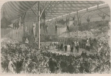 De Koningin legt de eerste steen van het nieuwe St Thomass Ziekenhuis