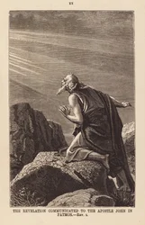 De Openbaring aan de apostel Johannes op Patmos (gravure)