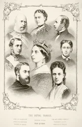 De koninklijke familie van koningin Victoria, uit „The National and Domestic History of England” door William Hickman Smith Aubrey (1858-1916), gepubliceerd in Londen, ca. 1890