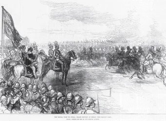 Het koninklijk bezoek aan India: Grote parade in Delhi, de galop