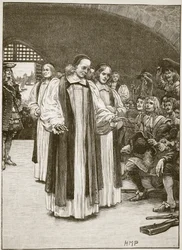 De zeven bisschoppen betreden de Tower, illustratie uit Cassells Illustrated History of England