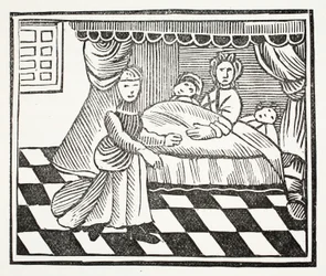 De Betekenis van Dromen, illustratie uit Chap-books of the Eighteenth Century door John Ashton, gepubliceerd 1882