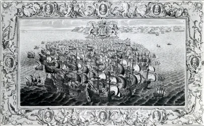 De Spaanse Armada, gepubliceerd door John Pine, 1739