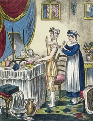 De Korsetten, plaat 1 uit De Voortgang van het Toilet, ca. 1810