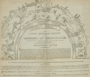 De Bestorming van Seringapatam, geschilderd door Robert Ker Porter, panorama in het Lyceum, Strand, Londen