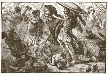 De Thebanen en Macedoniërs bij Chaeronea