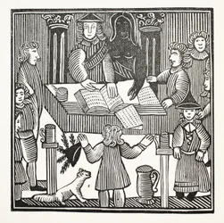Het Gehele Proces en de Aanklacht tegen Sir John Barleycorn, Ridder, illustratie uit Chap-books van de Achttiende Eeuw door John Ashton, uitgegeven 1882