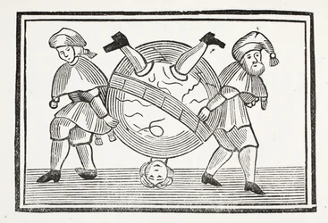 De Wereld op zijn Kop, illustratie uit Chap-books van de Achttiende Eeuw door John Ashton, uitgegeven 1882