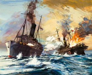 De slag tussen de Britse Alcantara en de Duitse Grail in de Eerste Wereldoorlog