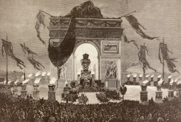De kist van de Franse schrijver Victor Hugo (litho)