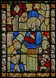 Het oostelijke raam met St. Petrus die predikt