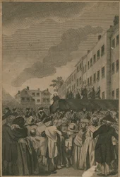 De executie van de Rebel Lords op Tower Hill (gravure)