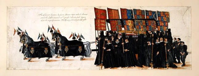 De begrafenisstoet van Koningin Elizabeth I naar Westminster Abbey, 28 april 1603
