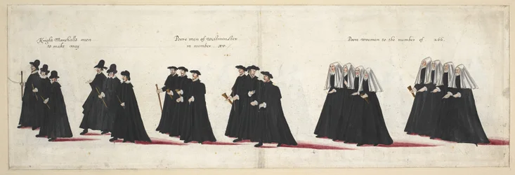 De begrafenisstoet van koningin Elizabeth I naar Westminster Abbey, 28 april 1603