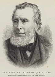 De overleden Mr Richard Quain, FRS, Buitengewoon Chirurg van de Koningin