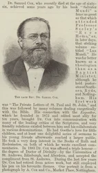 De wijlen dominee Dr Samuel Cox (gravure)