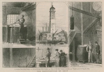 De productie van schot; uitzicht op de Oude Schottoren, Lambeth
