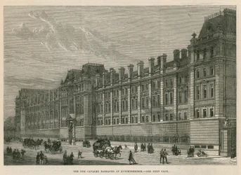 De nieuwe cavaleriekazerne in Knightsbridge