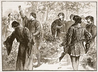 De ruzie in de Temple Gardens, illustratie uit Cassells Geïllustreerde Geschiedenis van Engeland