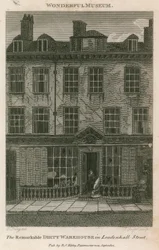 Het opmerkelijk vuile magazijn in Leadenhall Street, Londen