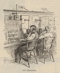 Het werken van de telefoon: jongen operators