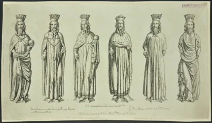 Drie standbeelden boven het Hof van King