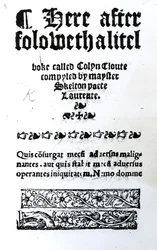 Titelpagina voor Colin Cloute door John Skelton, gepubliceerd ca. 1550