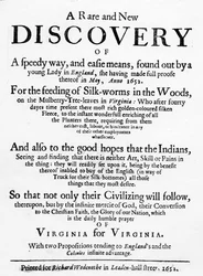 Titelpagina voor The Reformed Virginian Silk-Worm door Samuel Hartlib, gepubliceerd 1652