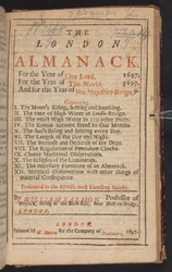 Titelpagina van The London Almanack, door William Salmon