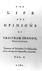 Titelpagina van The Life and Opinions of Tristram Shandy, Gentleman door Laurence Sterne, gepubliceerd in 1760