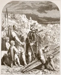 Verdrag van Hengist en Horsa met Vortigen, illustratie uit Cassells Illustrated History of England