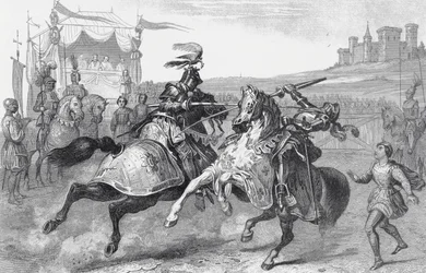 Twee ridders die een toernooi in Duitsland houden