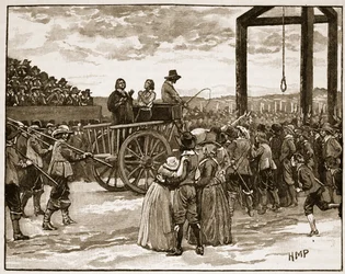 Tyburn in de tijd van Charles I, illustratie uit Cassells Geïllustreerde Geschiedenis van Engeland
