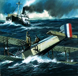 Ongeïdentificeerd tweedekker stort neer in de oceaan