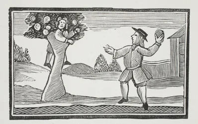 De Boom in klimmen, illustratie uit Chap-books van de Achttiende Eeuw door John Ashton, uitgegeven 1882