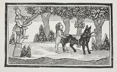 Valentijn en Orson, illustratie uit Chap-books van de Achttiende Eeuw door John Ashton, uitgegeven 1882