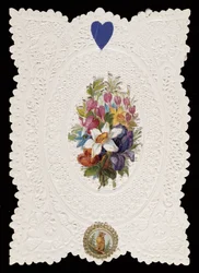 Valentijnskaart met bloemen, ca. 1840
