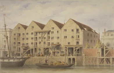 Uitzicht op Chamberlains Wharf, Tooley Street, 1846